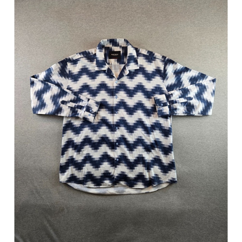 Maceoo Archimedes Shirt Mens 8 4XL Wave Blue Long Sleeve Button Up
